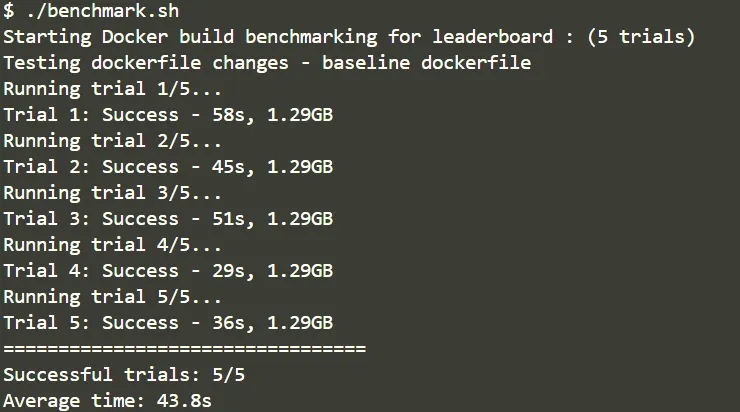 baseline dockerfile performance